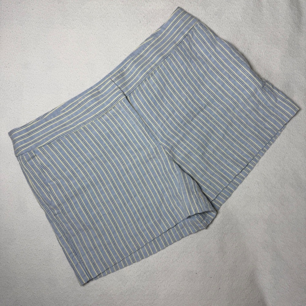 Loft The Riviera Short Blue Yellow Striped Cotton Shorts Womens 12